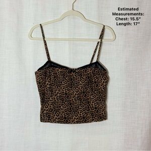 Edikted Edin Leopard Print Mesh Camisole Lace Trim Adjustable Straps XL Y2K